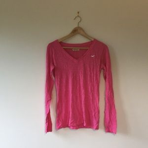 Pink V-Neck Long Sleeve